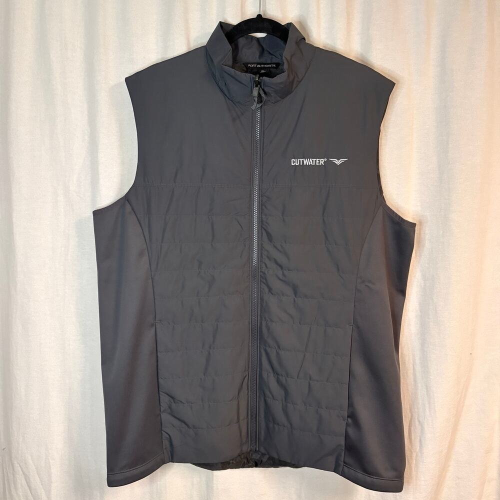 Port Authority Cutwater Gray Soft Shell Quilted Vest XL Full Zip Lightweight